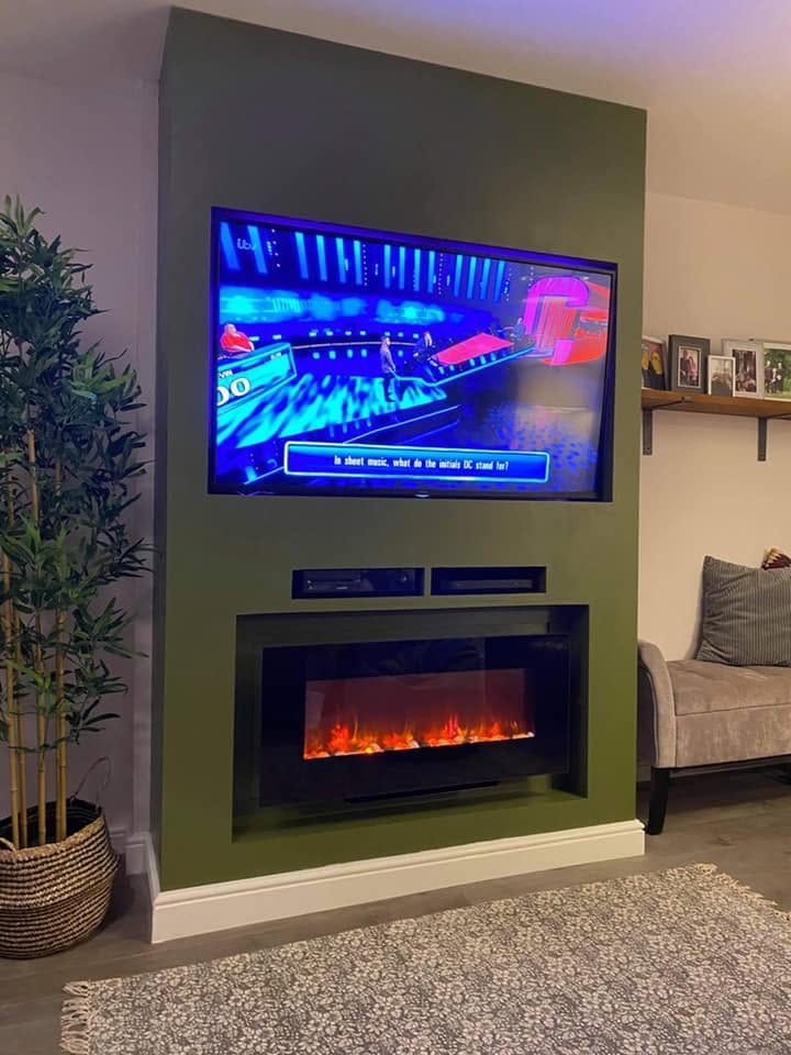 Media wall with inset fire — Bespoke joinery in Armthorpe