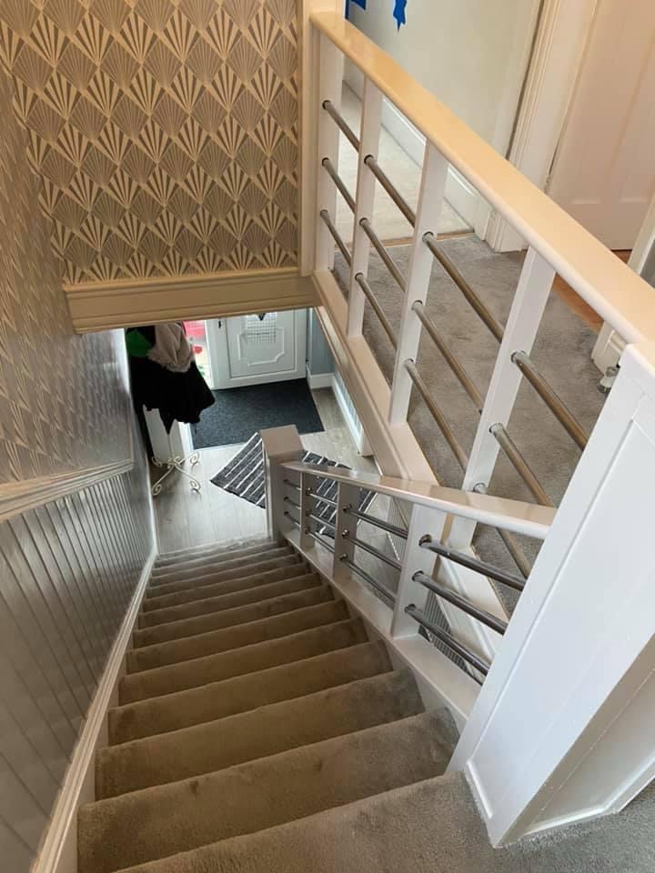 Stair panelling & chrome balustrade — Staircase in Rotherham